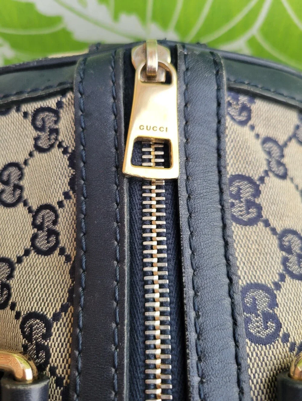 Vintage Gucci GG Canvas Web Joy Boston Blue/Red Boston Bag